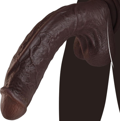 11 Inch Realistic Big Black Dildo Sex Toy, Skin-Like Huge Thick Dildo with Strong Suction Cup for Hands-Free, Lifelike Silicone Sex Toys for Vagina Anal Stimulation