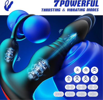 BEISAR Prostate Massager Anal Vibrator Thrusting Vibrating 7 Modes with Cock Ring Anal Plug Anal Sex Toys P Spot Massager Male Sex Toys for Men Enema Products Dildos Women Couples Remote Control